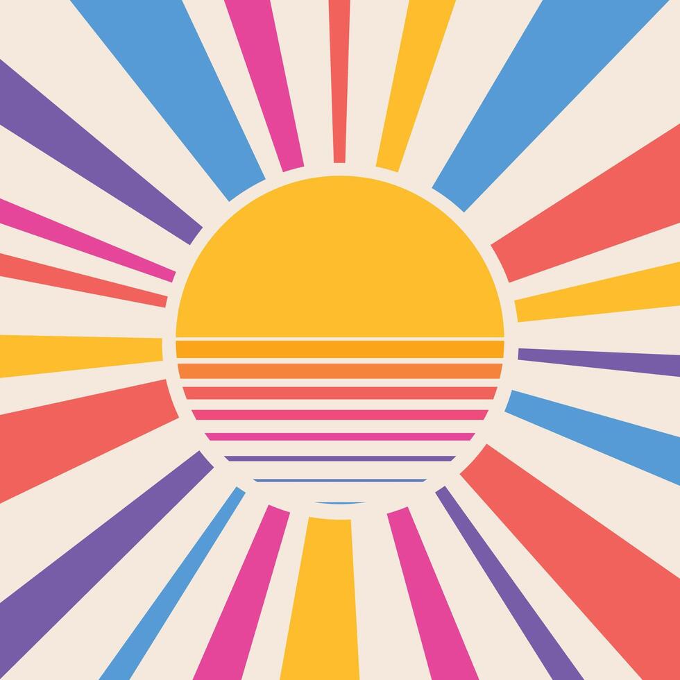 Retro sunset isolated on background vector