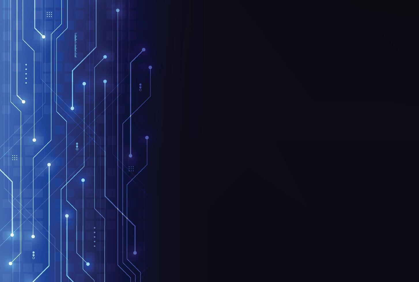 Abstract blue glowing line technology circuit board background design. Communication dot and line speed internet vector