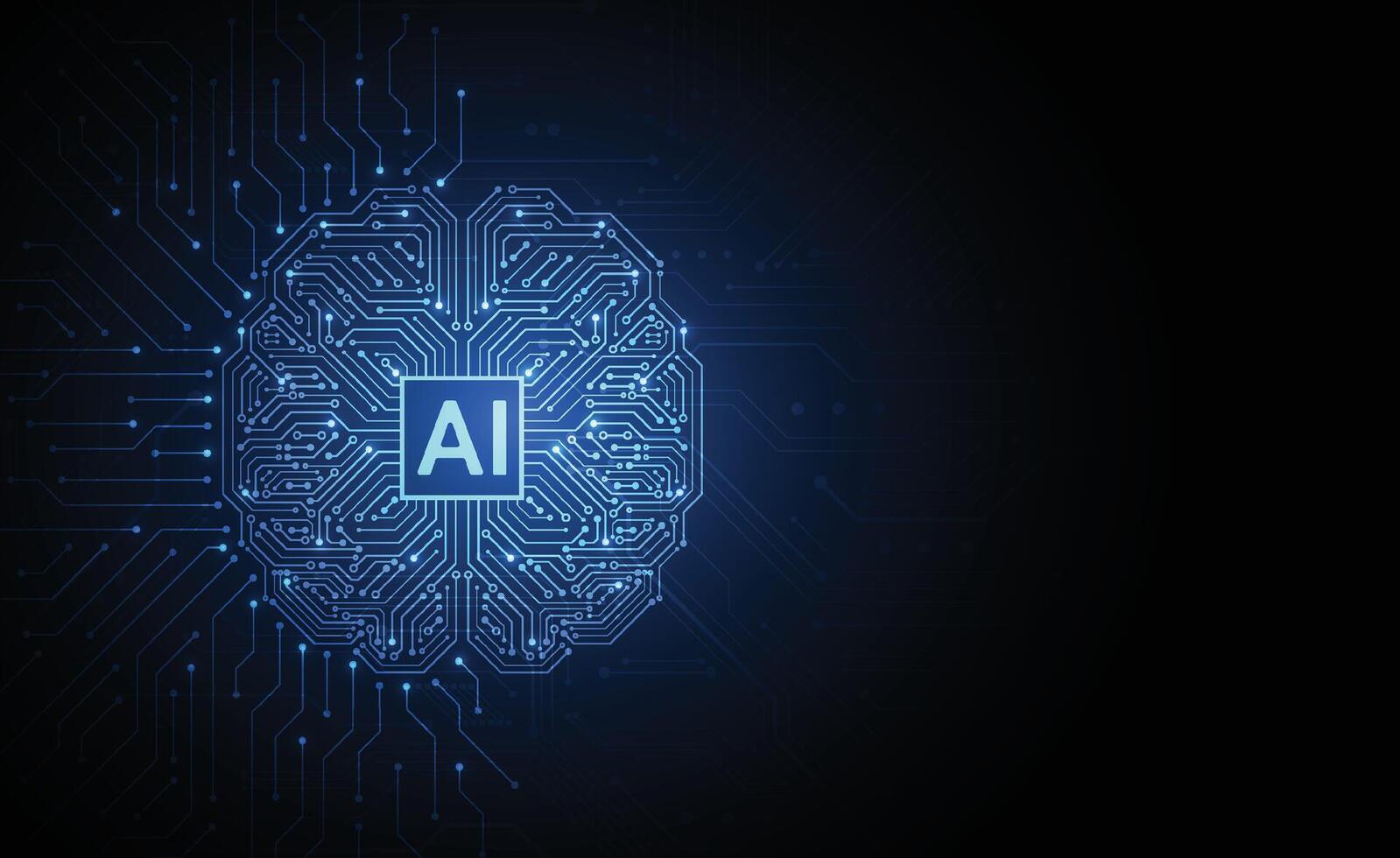 Artificial intelligence with brain networking computing connection with internet icons concept circuit design. Digital data transform download and upload. Cloud technology network. illustration vector