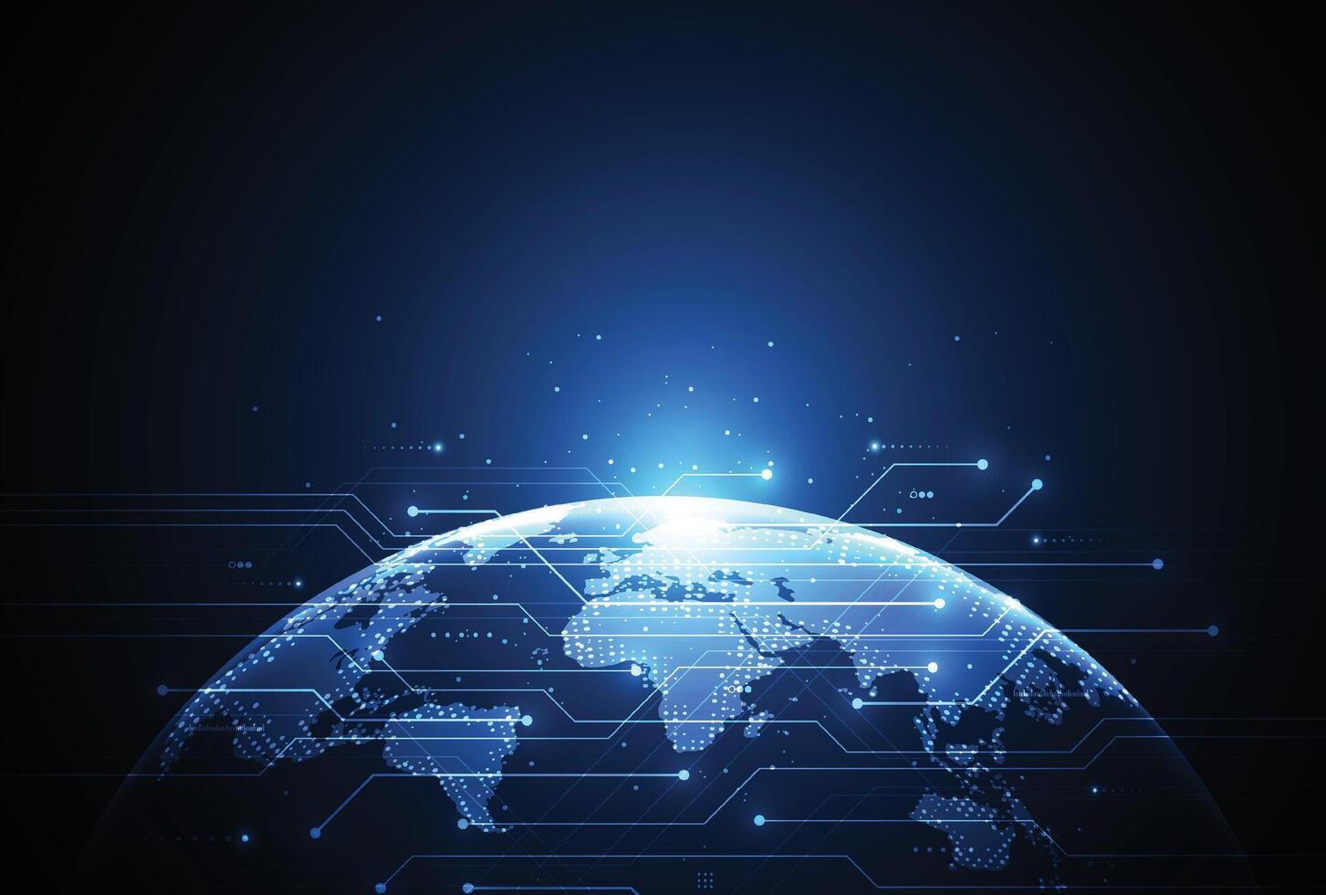 Abstract global network connection on technology background. World map point and line composition vector