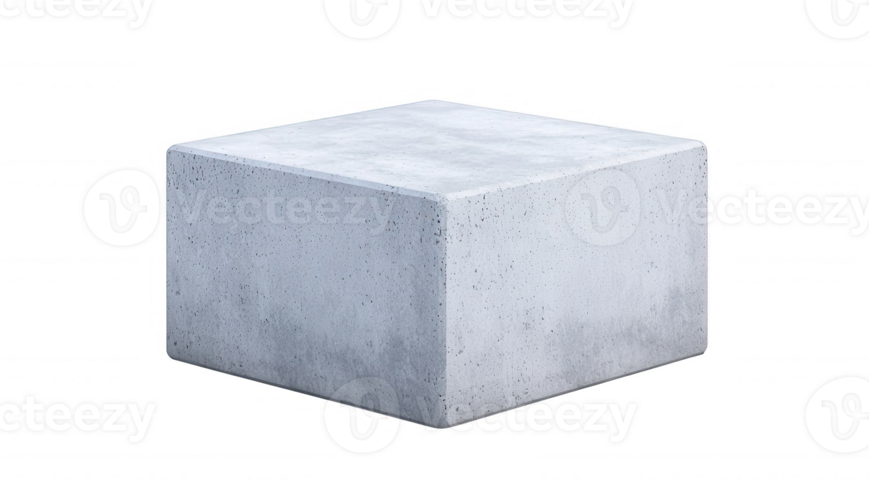 3d Grey concrete cube architectural on transparent background, perfect for rotating visualization or product placement png