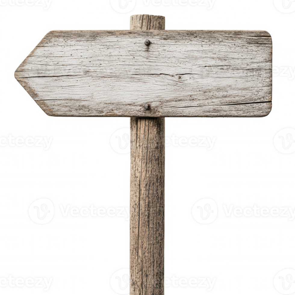 weathered background, wooden arrow sign pointing left, isolated on transparent Old ready for your text or design png