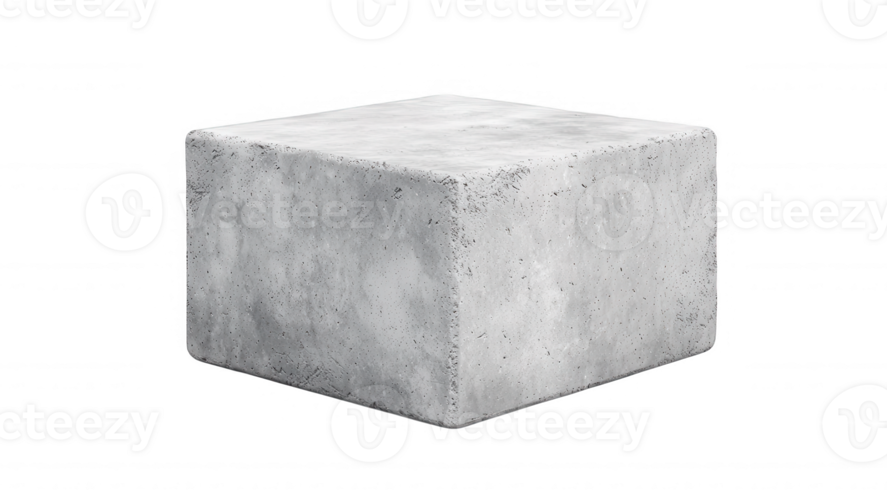 3d Grey concrete cube rotating on transparent background, perfect for architectural visualization or product placement png