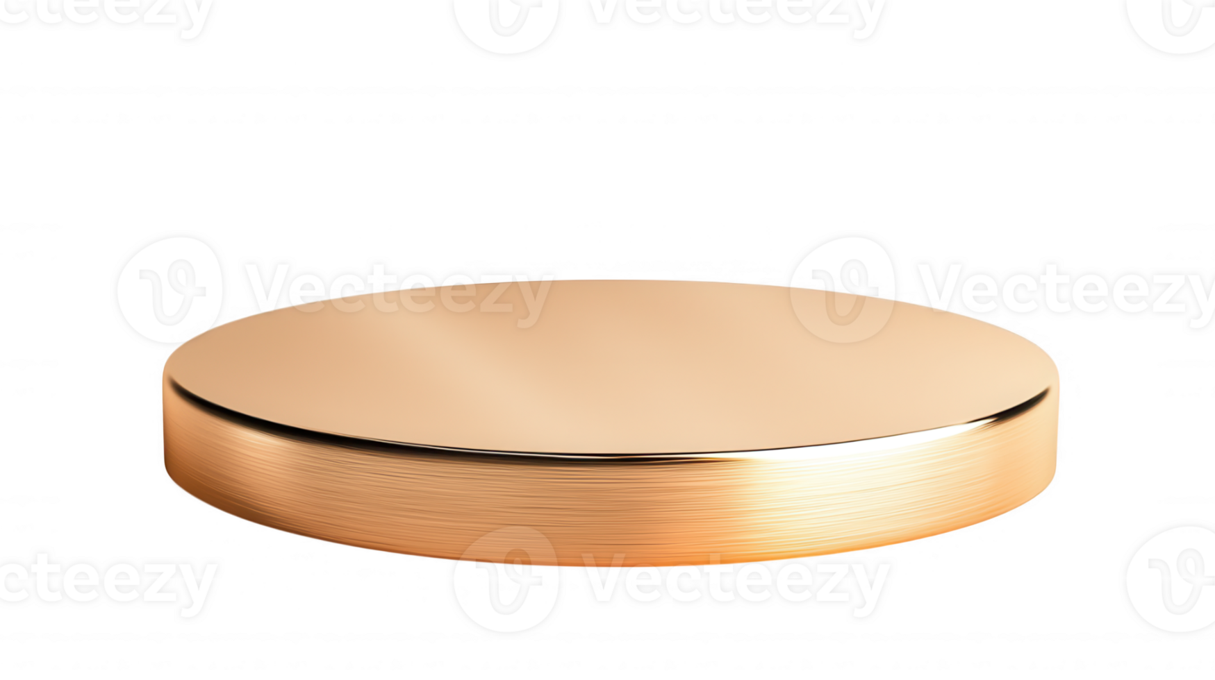 3d Empty golden showcasing with brushed metal texture, ideal for podium products on a transparent background png