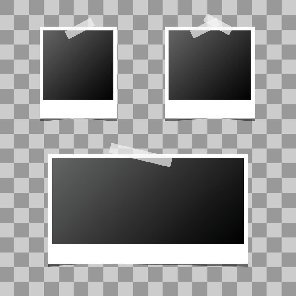 Set of empty photo frames composition. Realistic mockup. vector