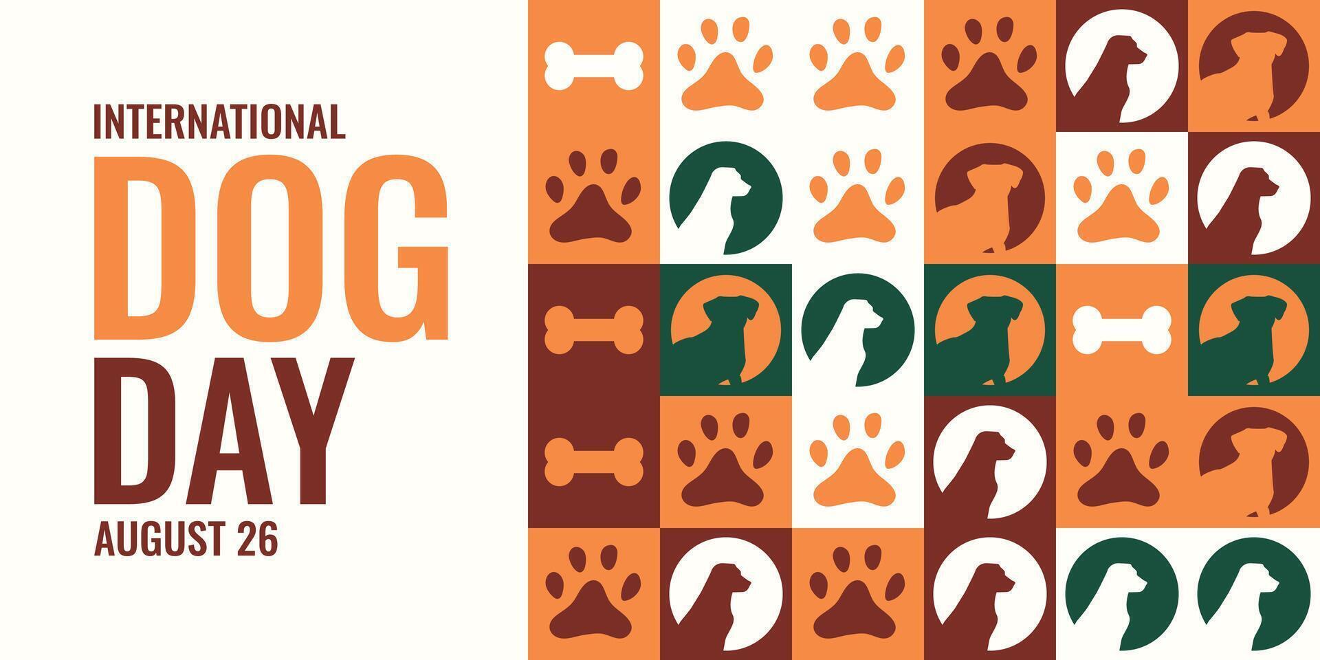 International Dog Day Celebration August 26 with Geometric Background vector