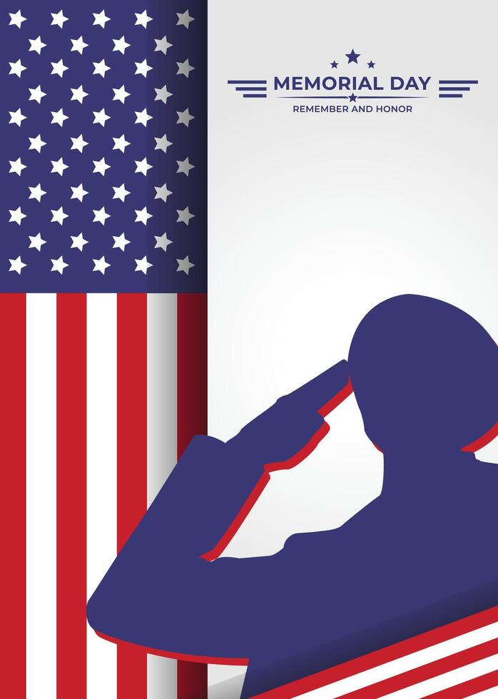 Memorial day remember and honor with USA flag, illustration. vector