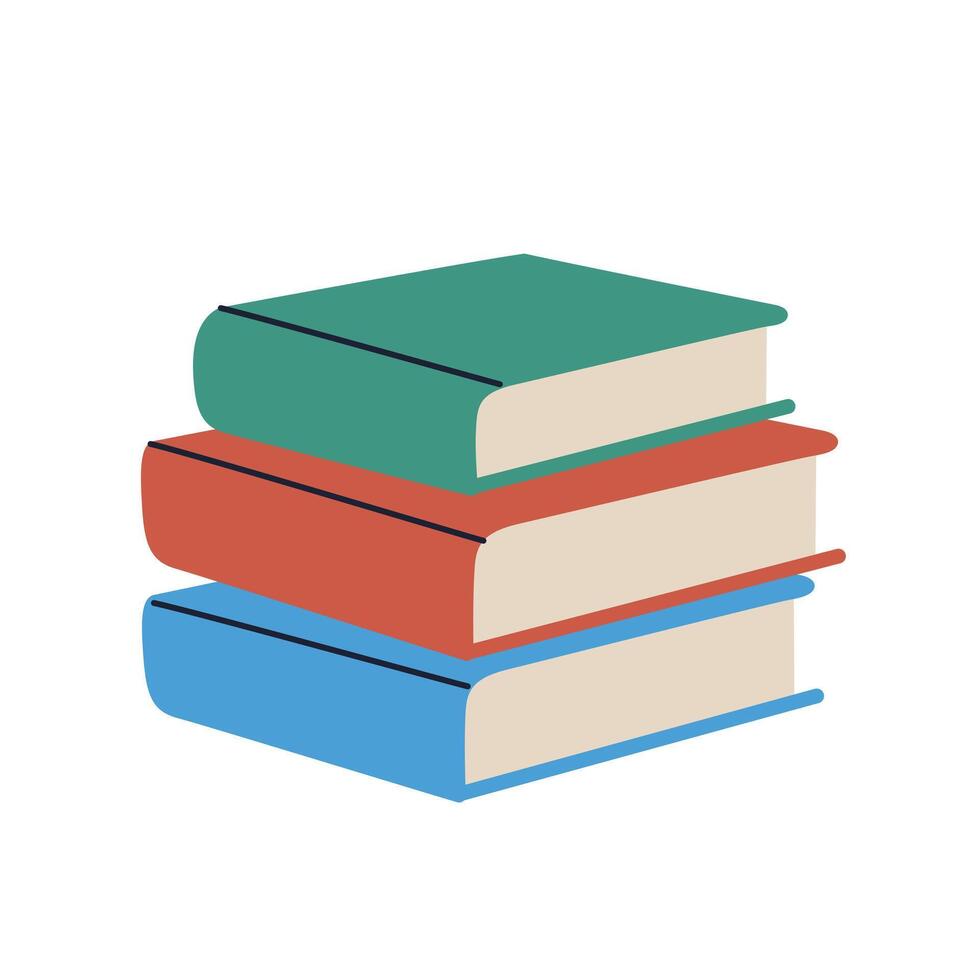 cartoon illustration of stack of colorful books. Simple icon for reading, education, school, knowledge, or library themed designs. Doodle for posters, apps, or stationery vector