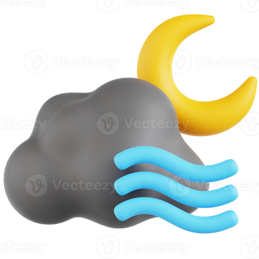 A weather icon with a crescent and a wave png