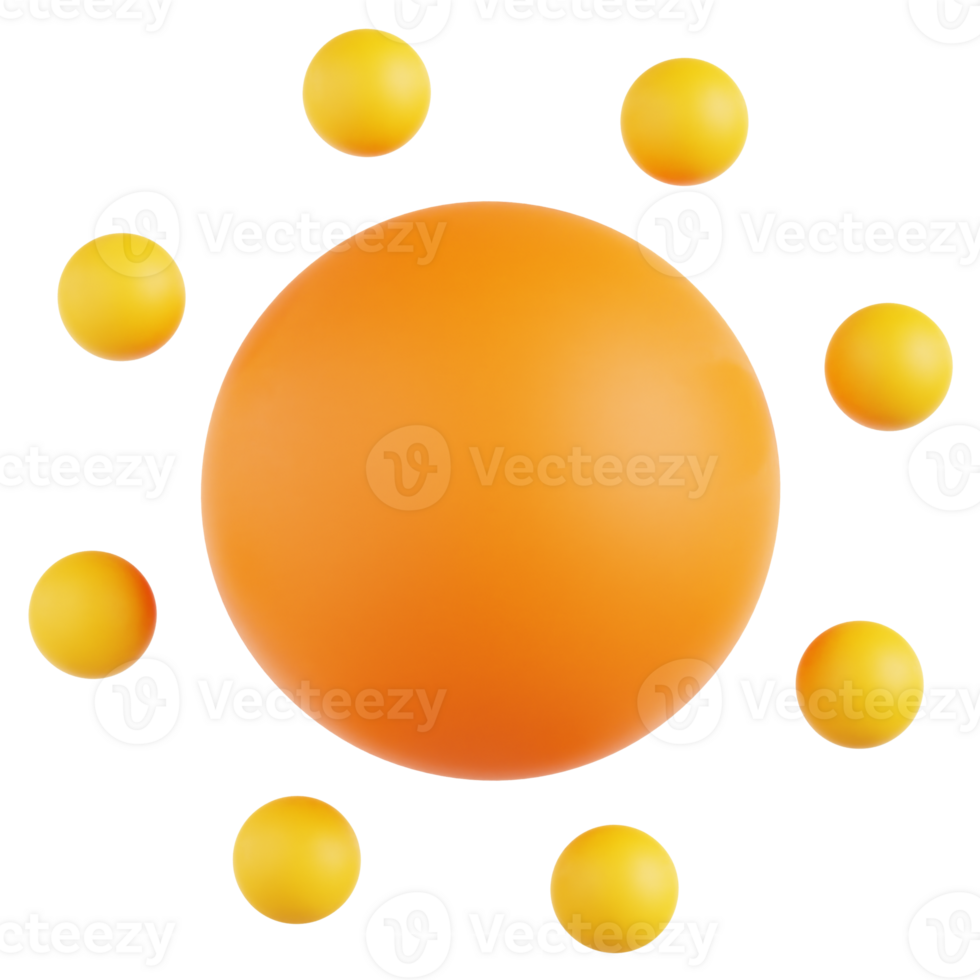 An orange sphere surrounded by many small spheres png