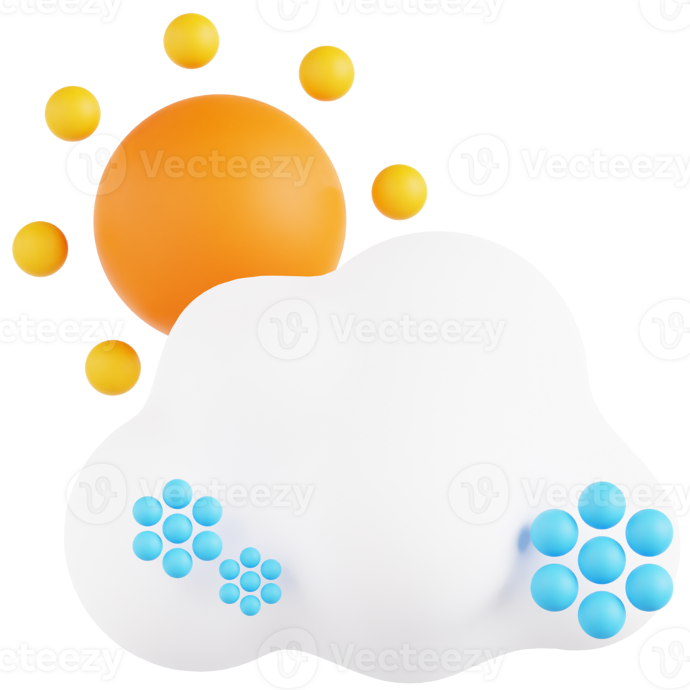 A cloud with a sun and some snow png