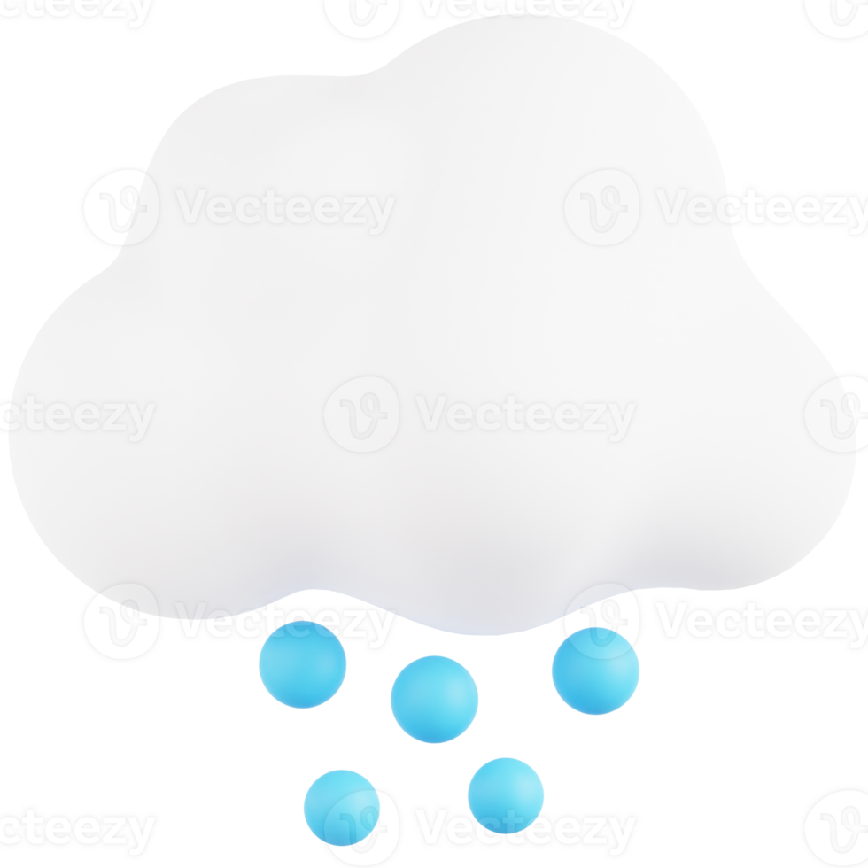 A white cloud with blue balls falling from it png