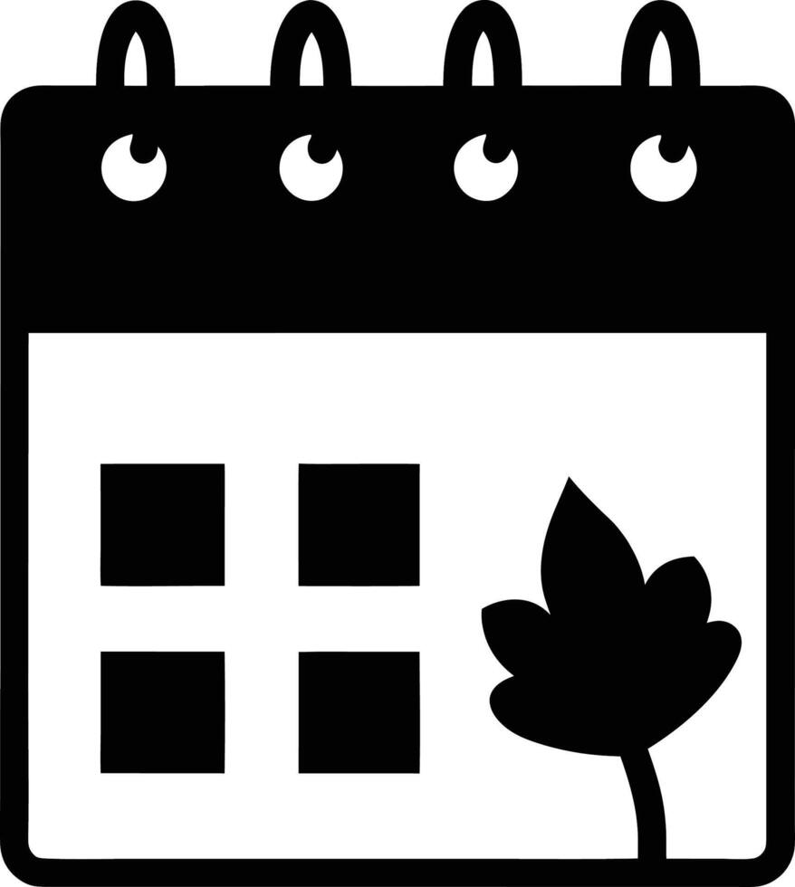 Calendar icon with a leaf and a square vector