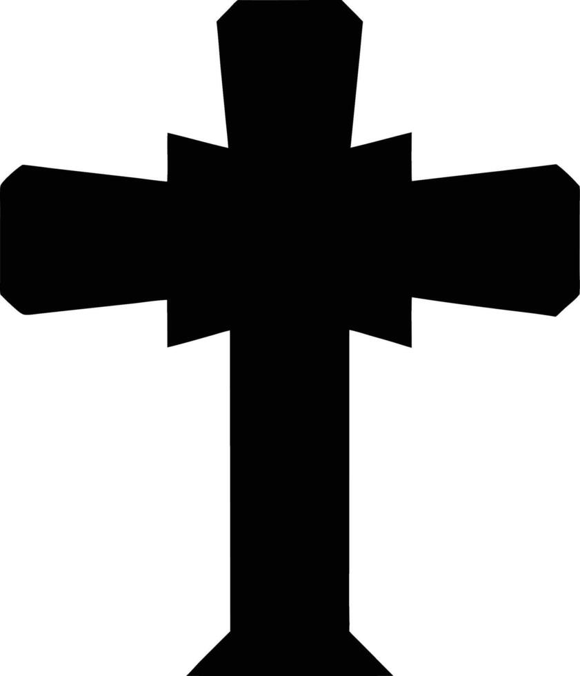 A cross is shown in black and white vector