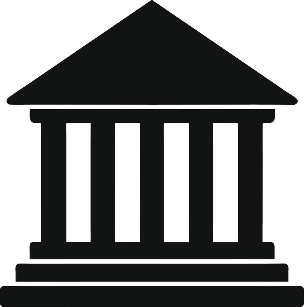 A black and white image of a building with columns vector