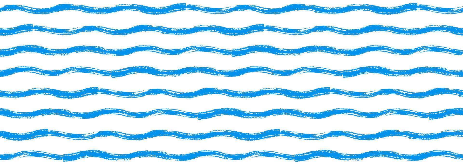 Blue wave seamless pattern. Repeating sea water line background. Watercolor paint brush stroke wallpaper. Summer cruise collection ornament for fabric, textile, decoration. Curve wiggle stripes vector