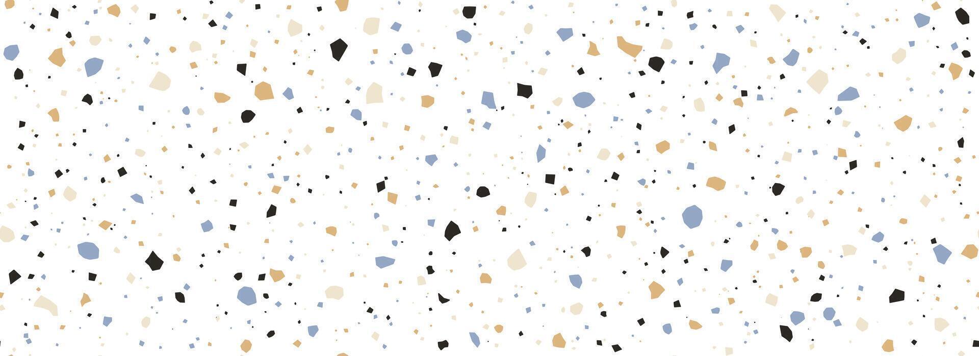 White Terrazzo seamless pattern. Repeating granite stone texture. Color Italian mosaic surface design for paving, floor tile swatch, decoration. Venetian marble background concept. vector