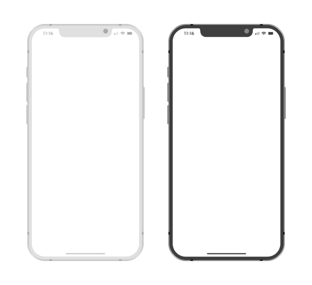 Mobile Phone Clay Mockup Devices Black and Gray Color Illustration vector