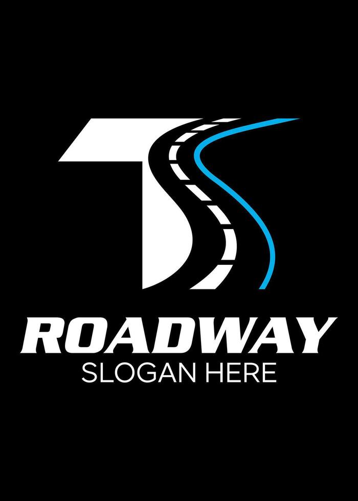 initial ts with road idea logo design vector