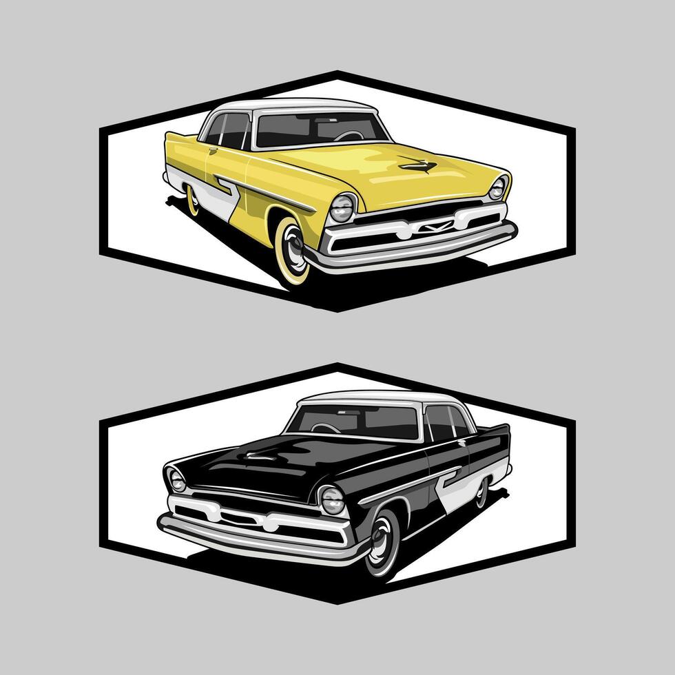 two retro cars idea logo design vector
