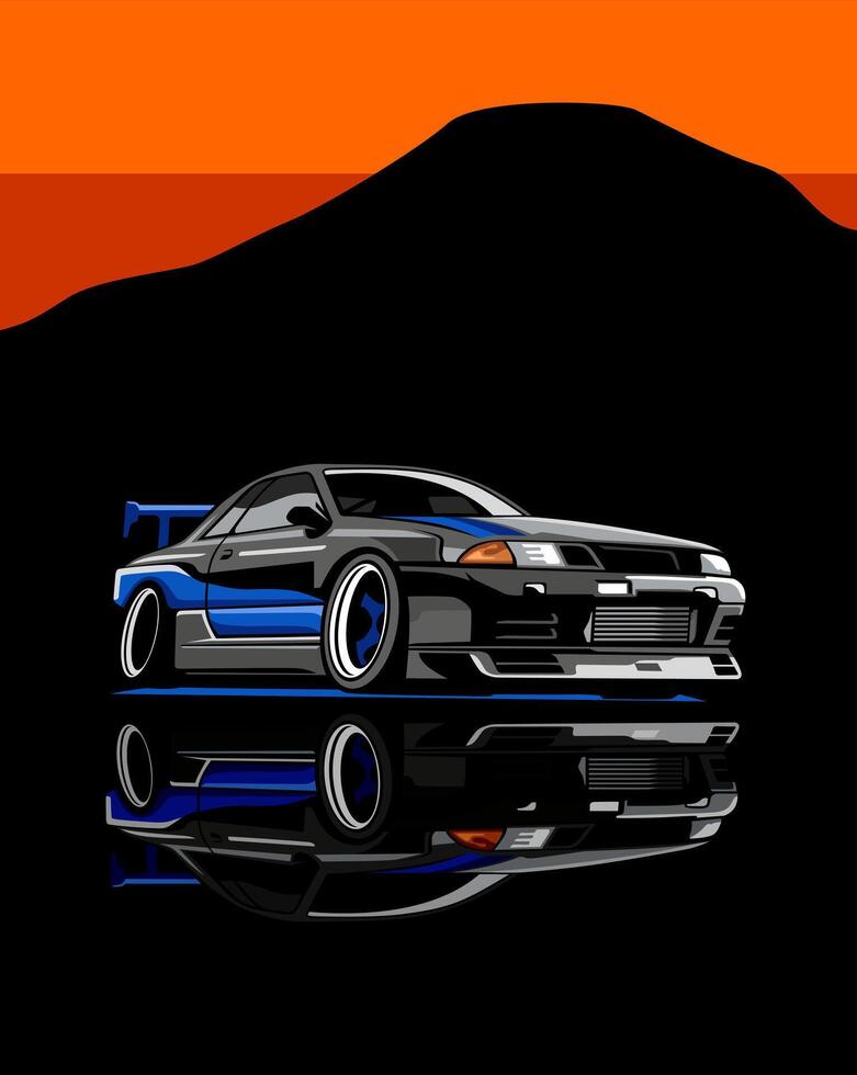 jdm style car idea logo design vector