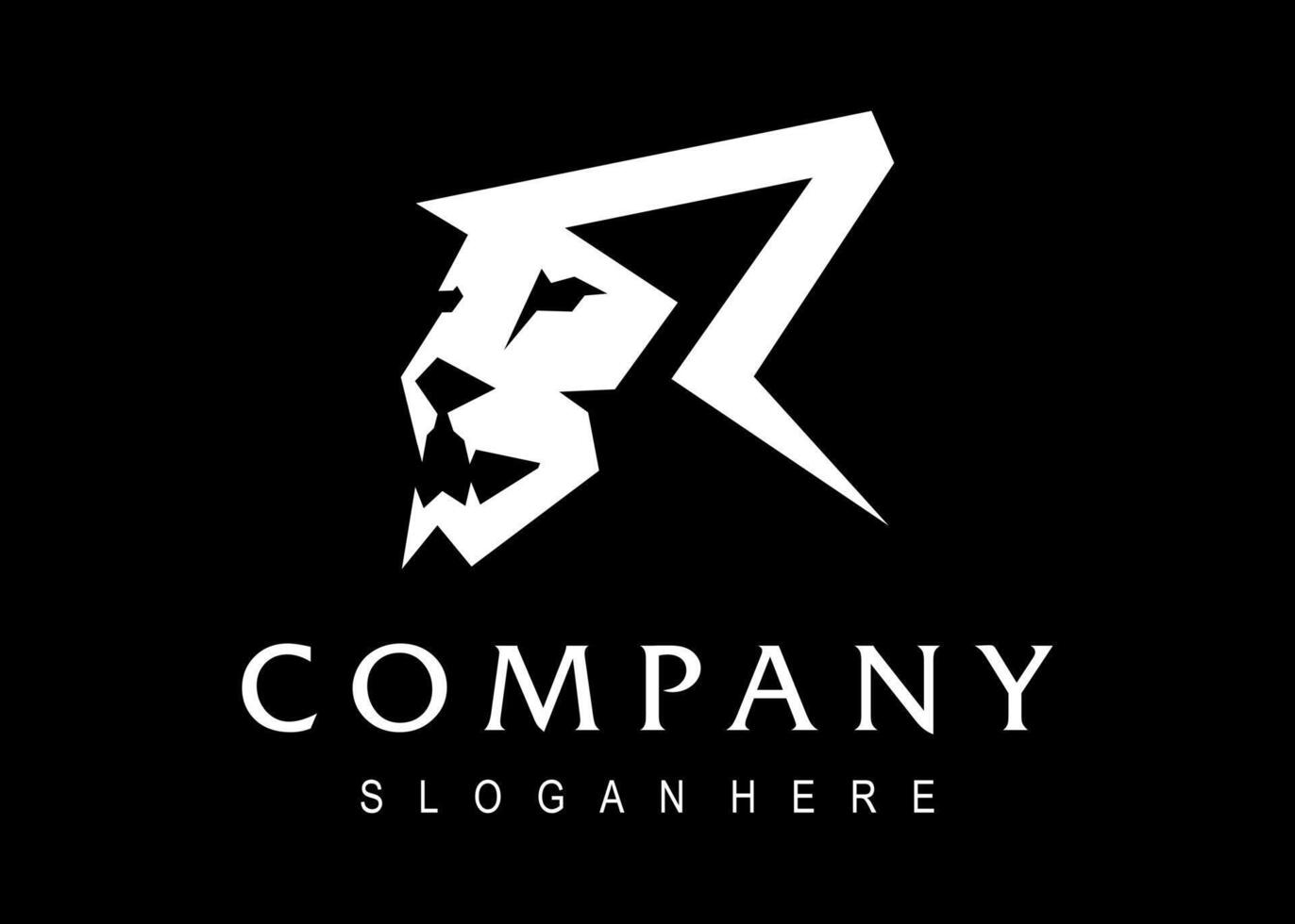 initial r with liom logo design vector