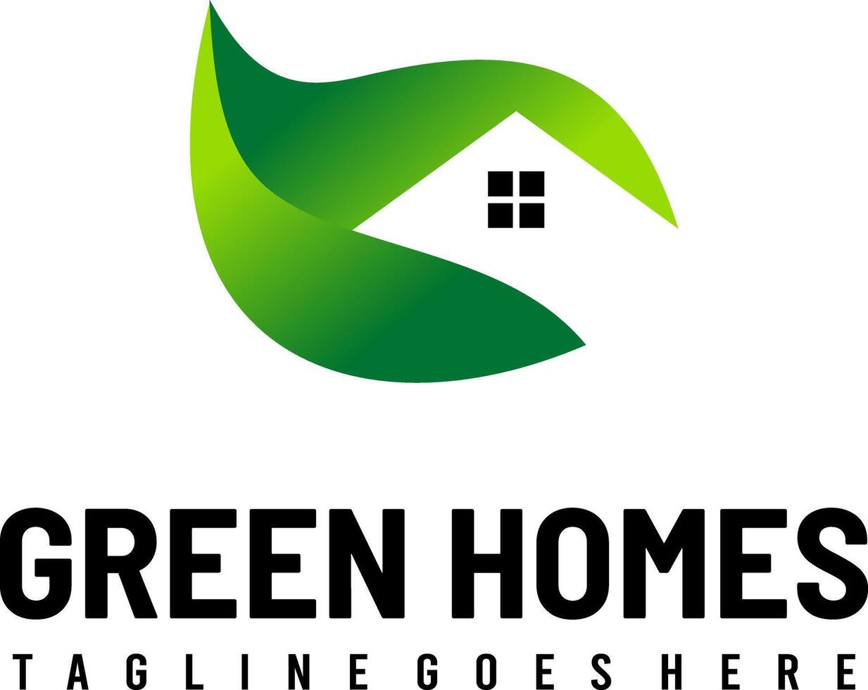 leaf with house idea logo design vector