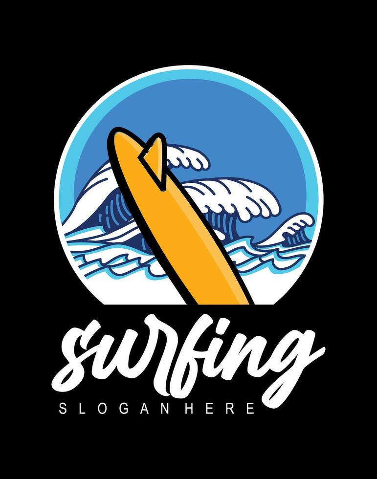 surfing idea logo design vector