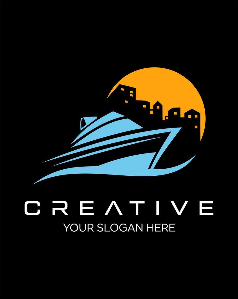 speed boat idea concept logo design vector