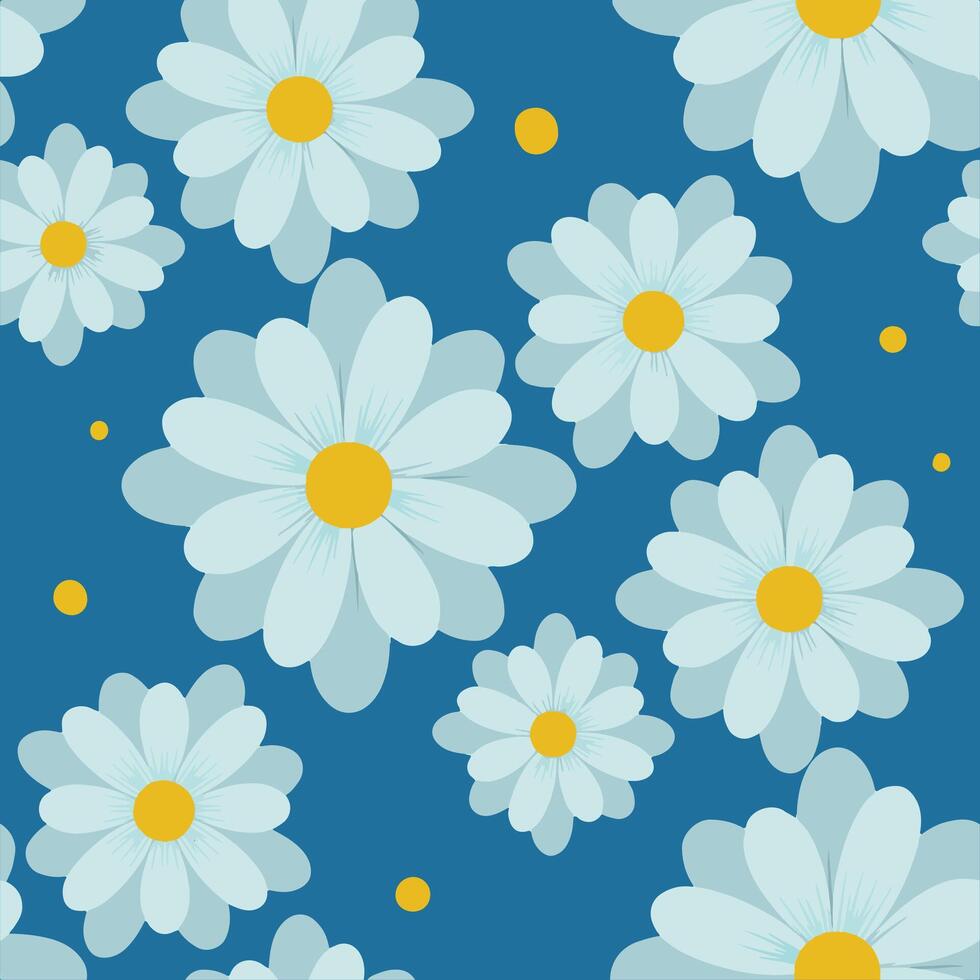seamless pattern with camomiles illustration art vector