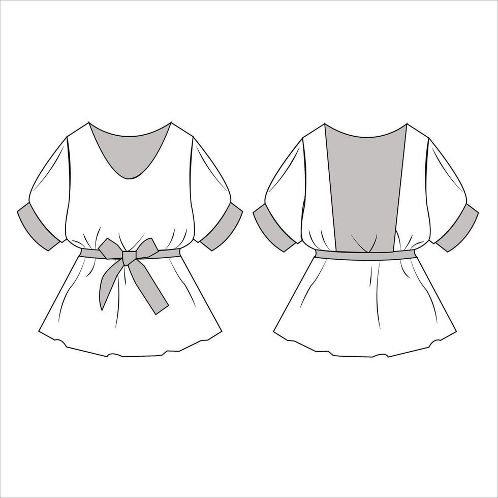 Blouse template seam lines the design is ideal Featuring front and back vector