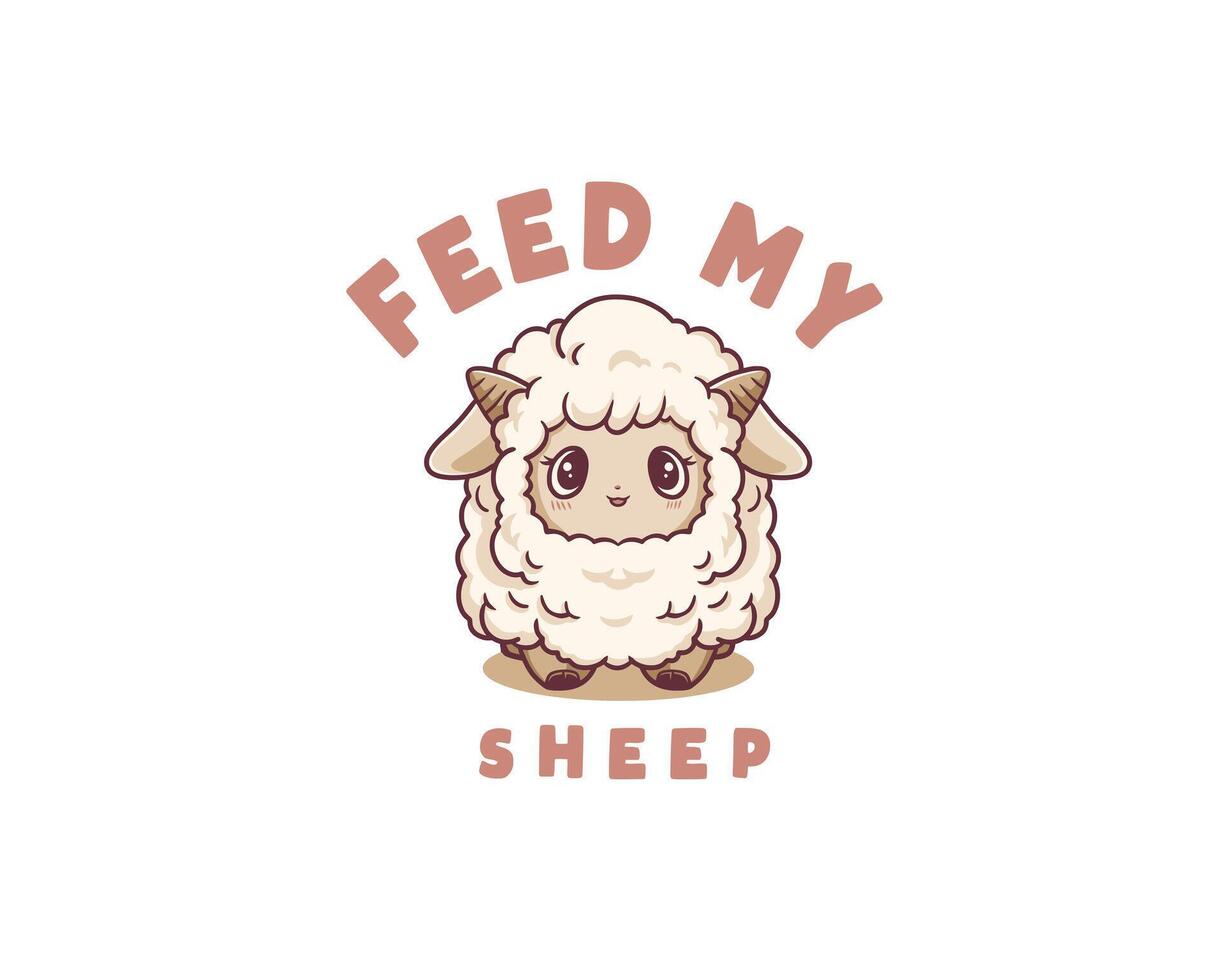 Feed my sheep typography mascot vector