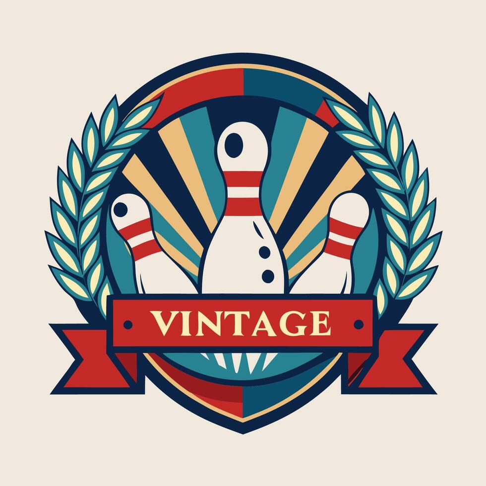 Vintage Bowling Logo Template for Sports and Recreation vector