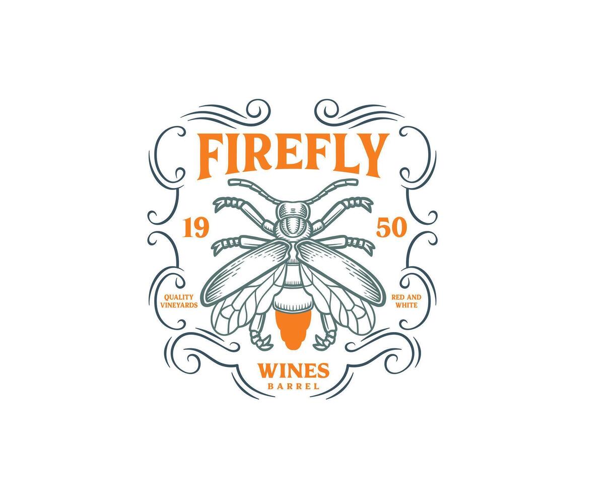 Firefly wine logo label drink vector