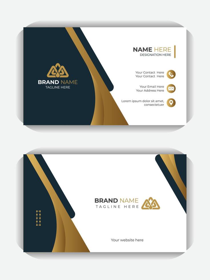 Stylish and dark colorful background golden color shapes, Modern business card design, presentation card template, Unique stationery template vector