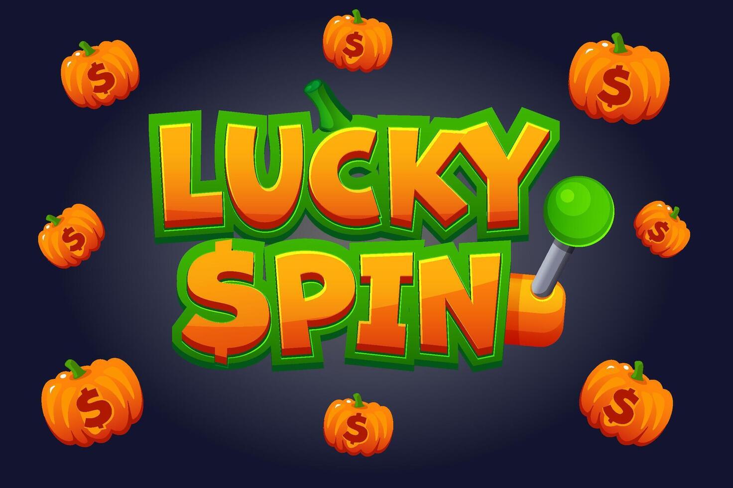 Game banner with pumpkins and Logo LUCKY SPIN. Lucky Spin- Bonus Popup for 2D games. 2D game asset. Halloween themed. vector
