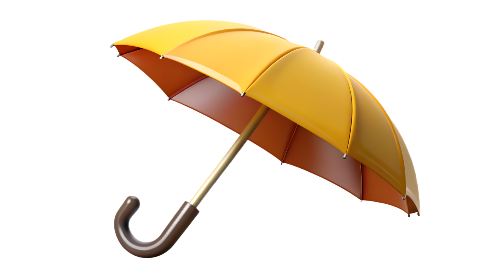 An umbrella with a brown handle and a yellow umbrella png