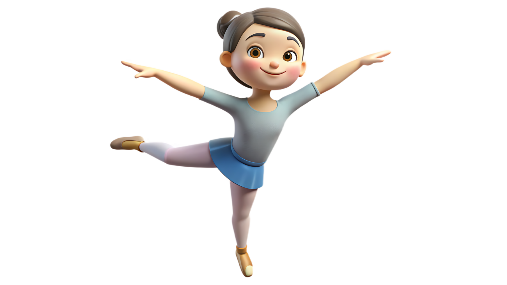 3D illustration of a young girl performing a ballet pose png