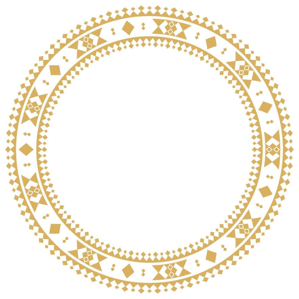 Round decorative element in vintage abstract ornamental border frame. vector