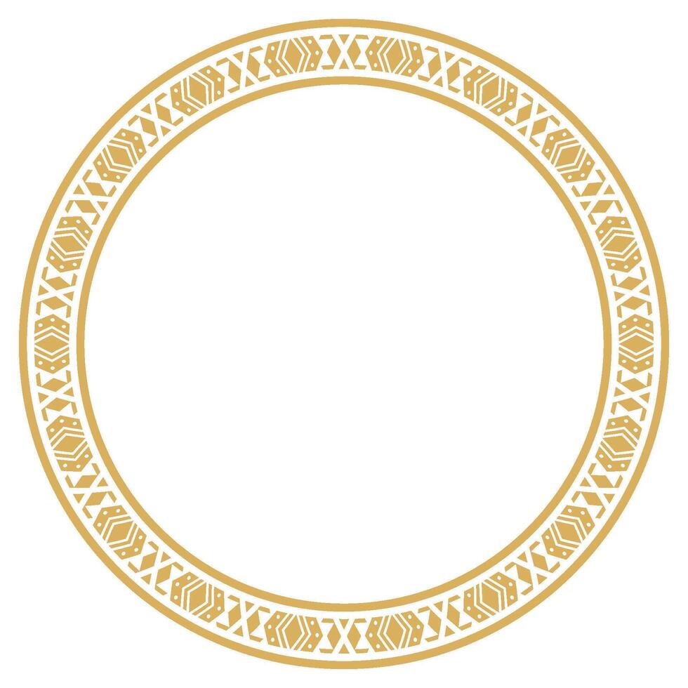 Circular frame in tribal style with abstract vintage ornamental border. vector