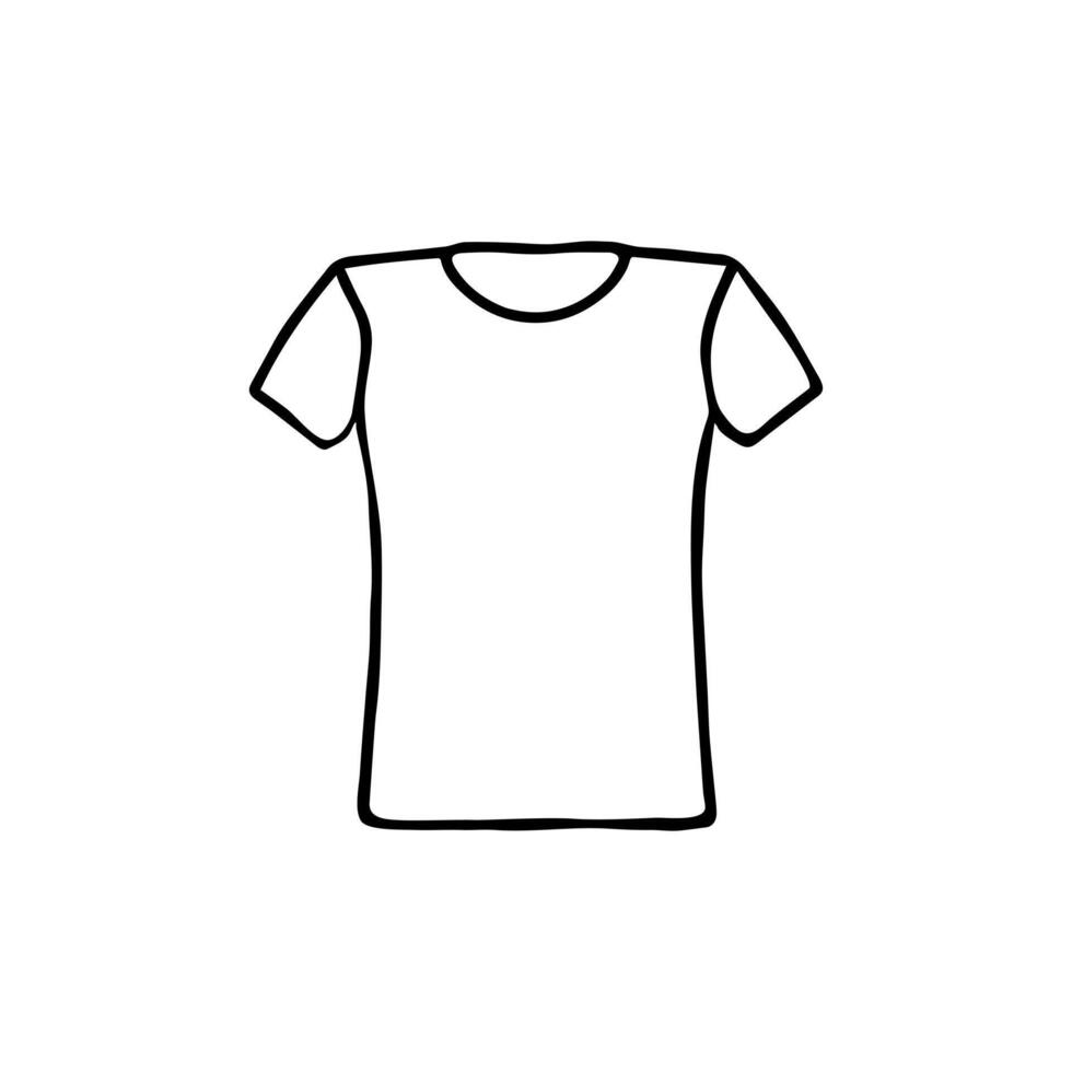 Hand drawn doodle simple t shirt. Tee shirt template. Isolated on white background vector