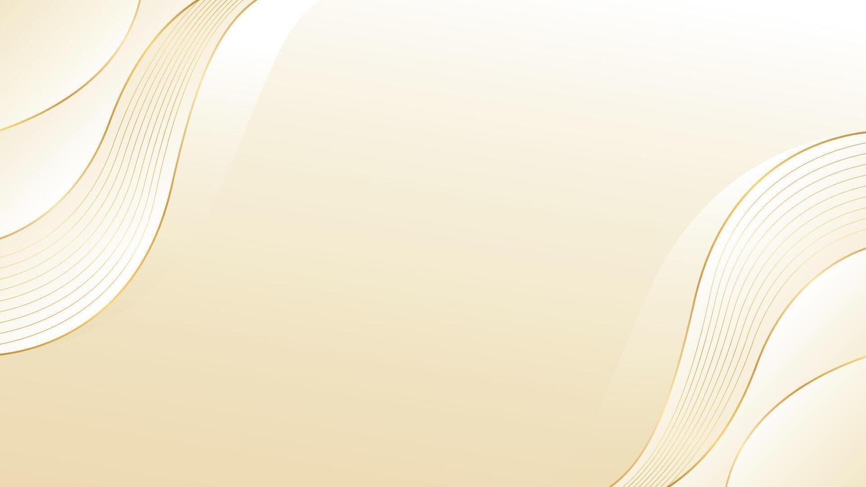 Minimalist elegant beige luxury wave background with gold lines vector