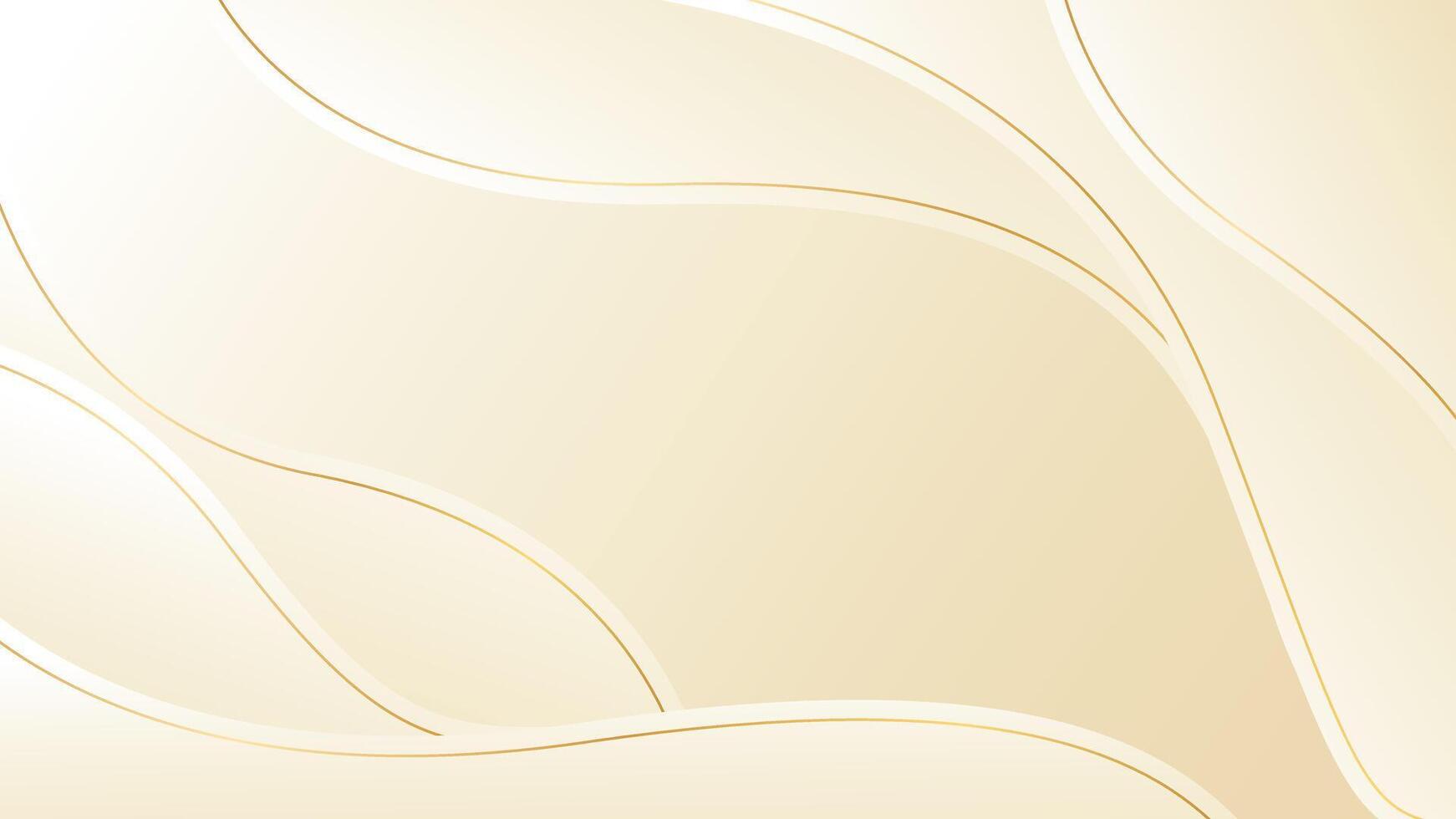 Abstract beige luxury wave background with gold lines. Elegant cream gradient design for beauty products, templates, banners, sales, awards, events, websites, pages and more vector