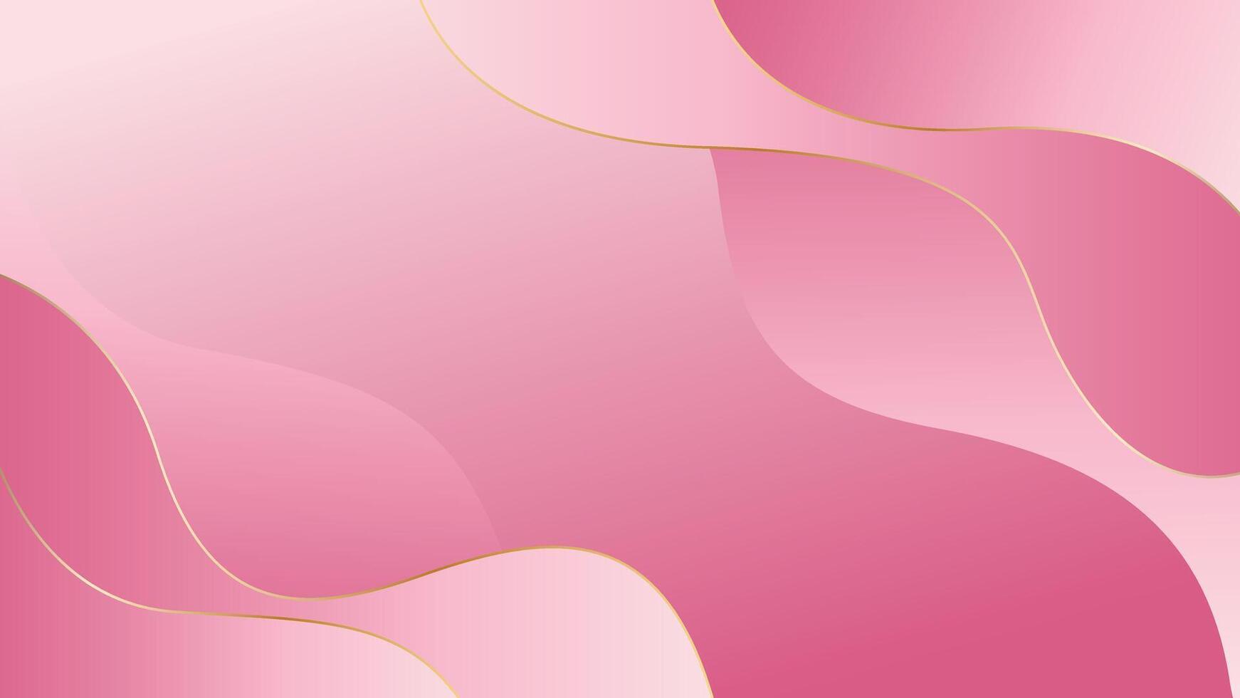 Abstract modern pink luxury wave background with gold lines vector