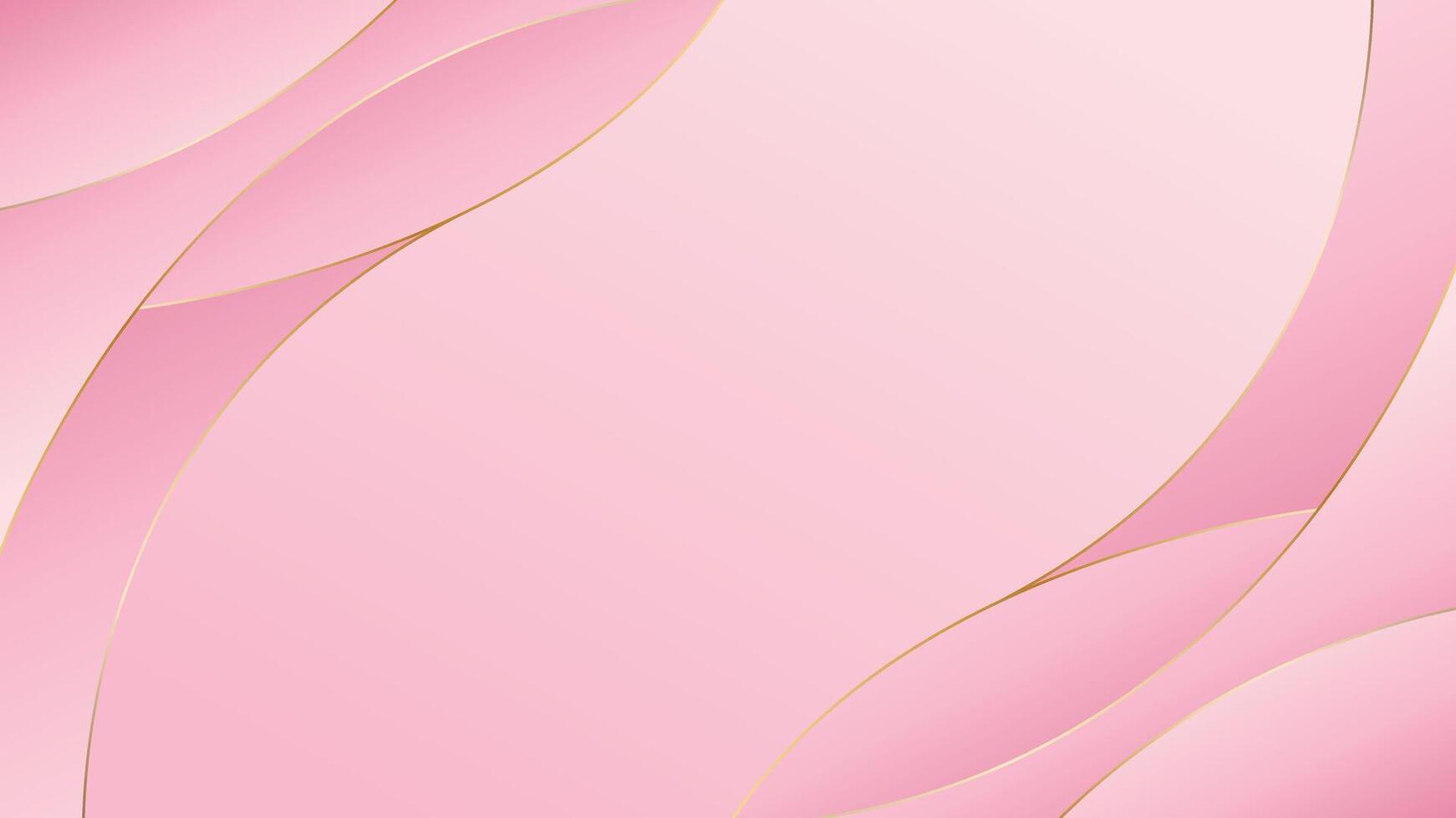 Abstract Elegant pink luxury curve background with gold lines vector