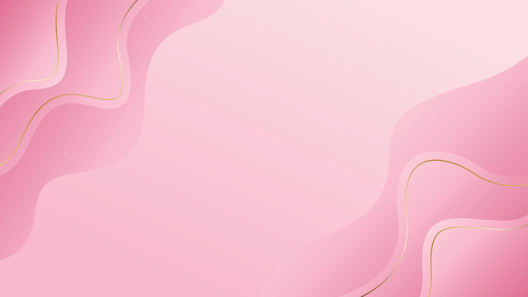 Abstract Pink Luxury Background with Golden Wave Lines. Feminine Elegant Design vector