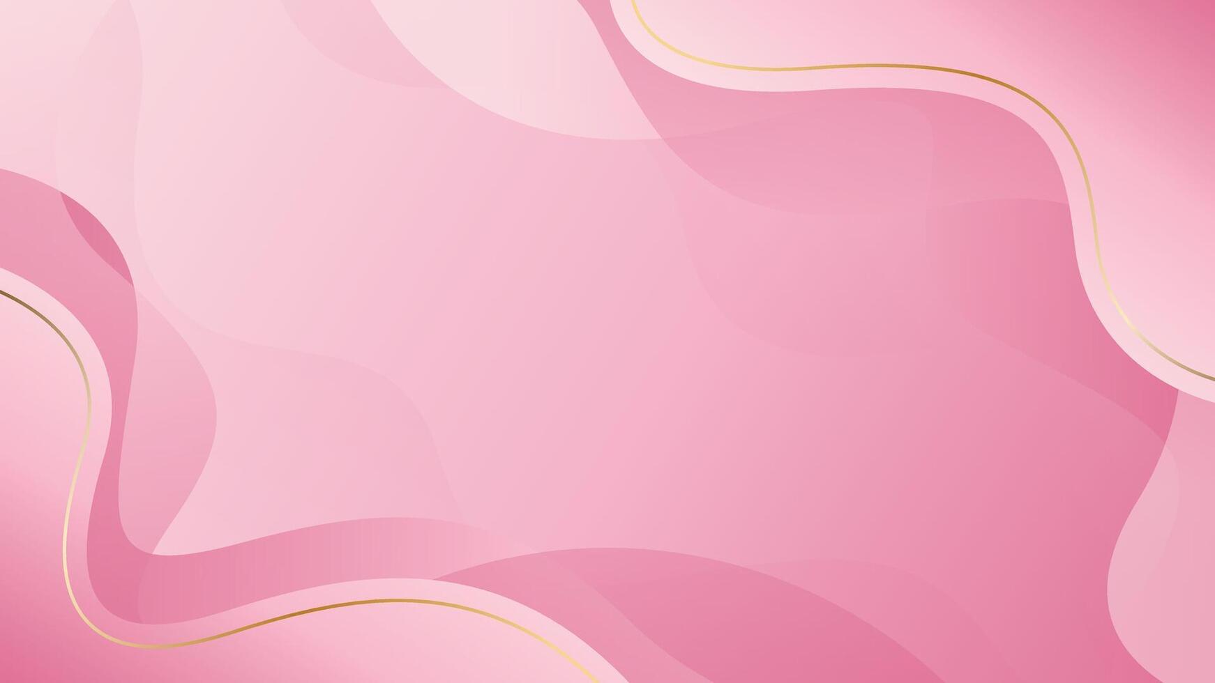 Abstract pink beauty wave background with gold lines. Elegant wallpaper. Suitable for beauty design vector