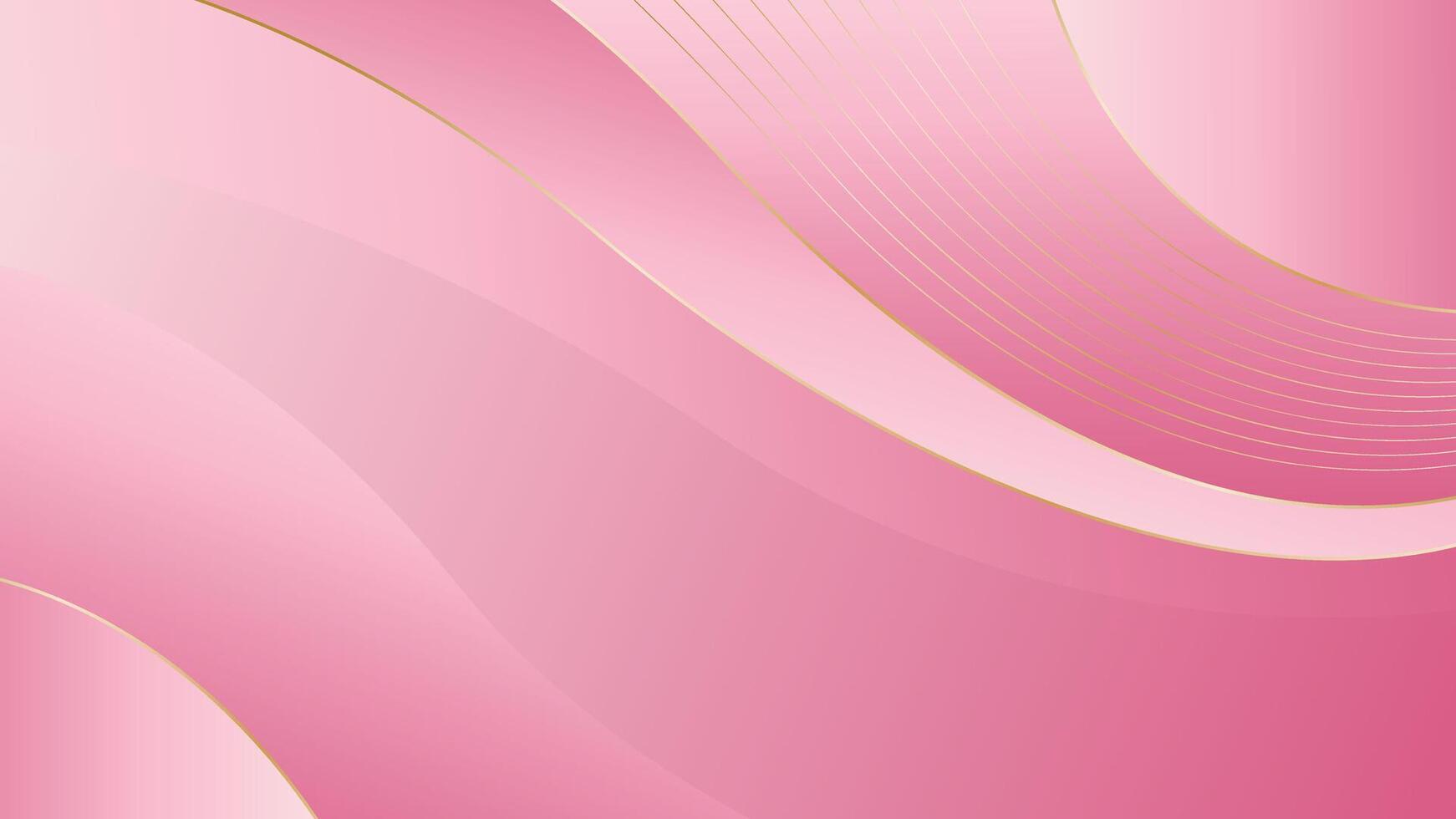 Pink abstract background with gold lines vector