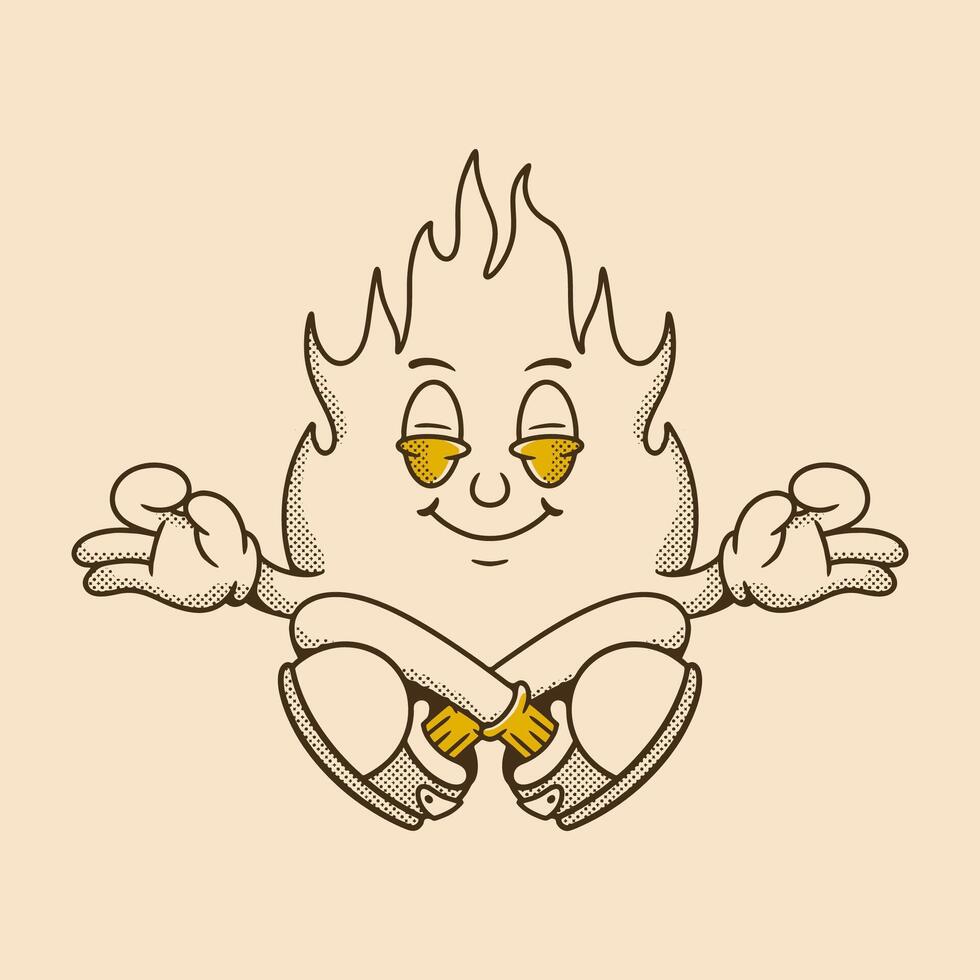 Chill Flame Meditating with Zen Confidence in Style vector