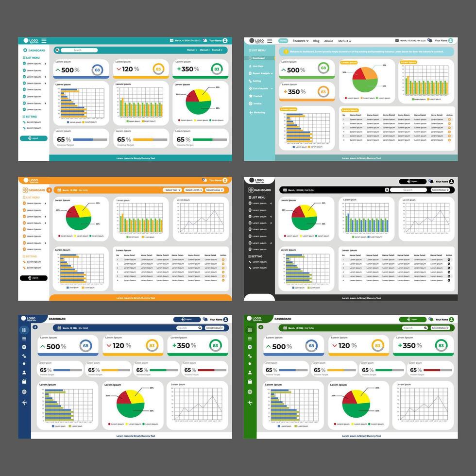 web dashboard template collection vector
